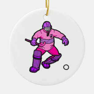 Ornement En Céramique Gardien de but d'hockey de champ