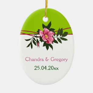 Ornement En Céramique Gardien vert de chaux mariage rose sauvage