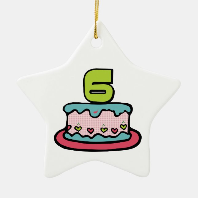 Ornement En Céramique Gâteau d'anniversaire de 6 ans (Devant)