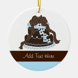 Ornement En Céramique Gâteau Designer au Chocolat et au Bleu Élégant