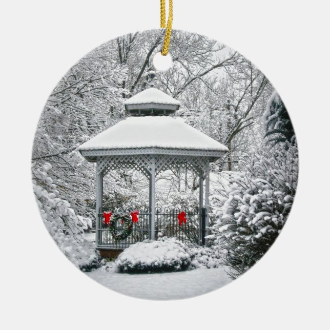 Ornement En Céramique Gazebo dans la neige (Devant)