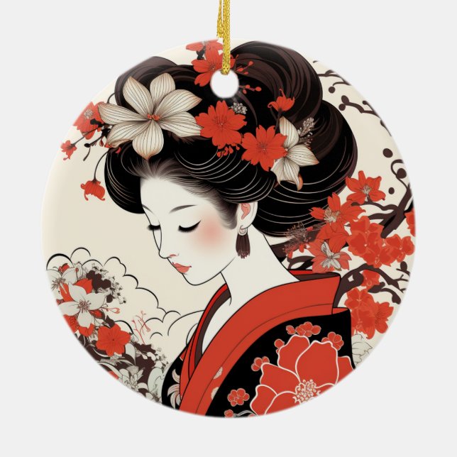 Ornement en céramique Geisha japonais (Dos)