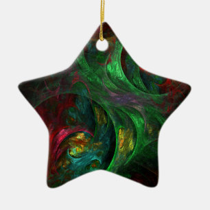 Ornement En Céramique Genèse Green Art Abstrait Star Ornament