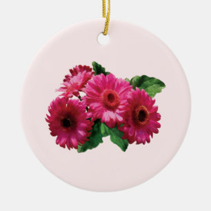 Ornement En Céramique Gerbera marguerite rose foncé