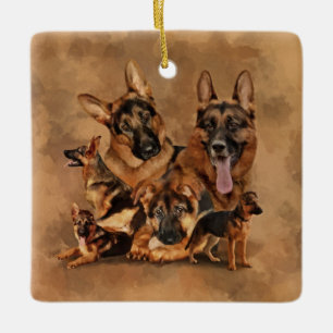 Ornement En Céramique German Shepherd Dog - puppy, young, adult