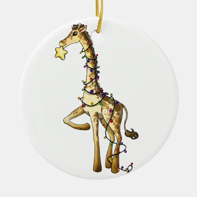Ornement En Céramique Girafe brillante (Devant)