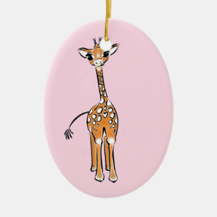 Ornement En Céramique Girafe en croûte rose