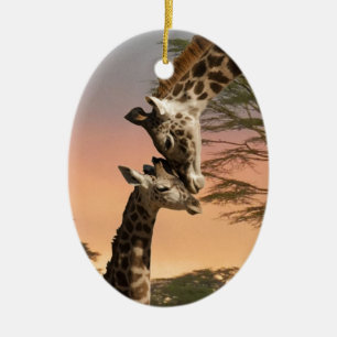 Ornement En Céramique Girafes se saluant
