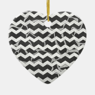 Ornement En Céramique Giraffe noir et gris Chevron Motif