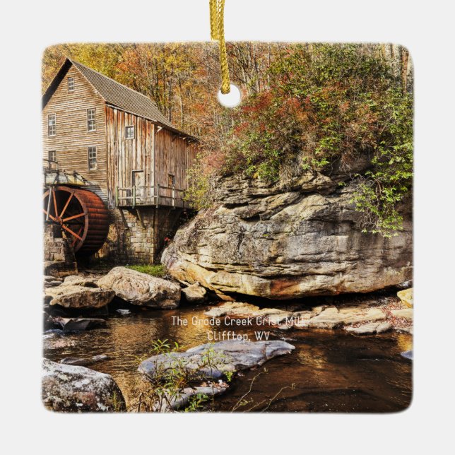 Ornement En Céramique Glade Creek Grist Mill, Clifftop, WV, (Devant)
