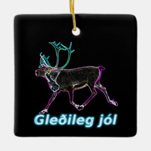 Ornement En Céramique Gleðileg jól - Caribou électrique
