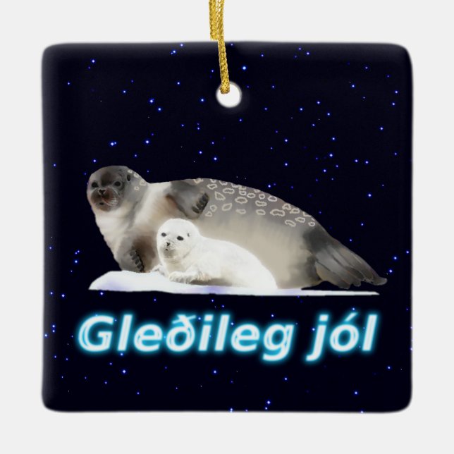 Ornement En Céramique Gleðileg Jól - Sceau annelé (Devant)