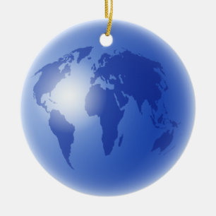 Ornement En Céramique Globe bleu du monde