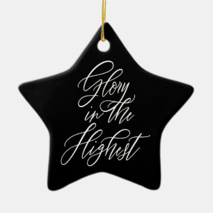 Ornement En Céramique Gloire dans le plus haut Noël religieux noir