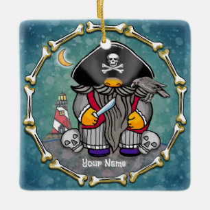Ornement En Céramique Gnome pirate 