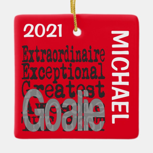 Ornement En Céramique Goalie Extraordinaire CUSTOM (Devant)