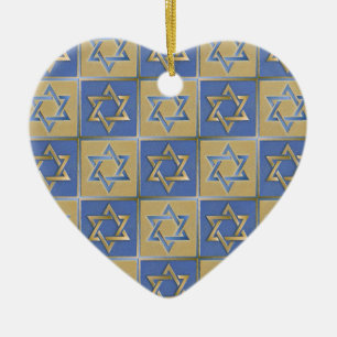 Ornement En Céramique Gold Blue Star de David Art Panels