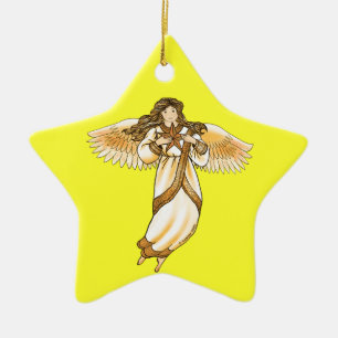Ornement En Céramique Gold Christian Angel