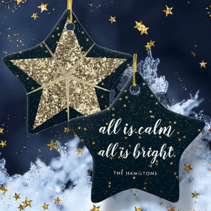 Ornement En Céramique Gold Christmas Star   Tout est une famille brillan