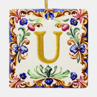 Ornement En Céramique Golden Alphabet – Letter U
