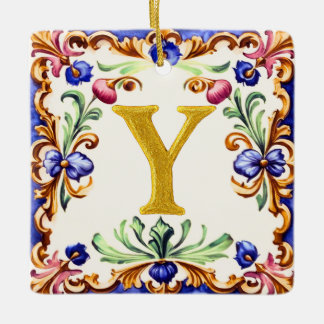 Ornement En Céramique Golden Alphabet – Letter Y