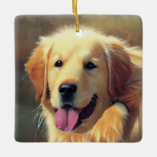 Ornement En Céramique Golden Retriever