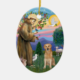 Ornement En Céramique Golden Retriever béni par Saint François