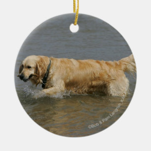 Ornement En Céramique Golden retriever dans l'eau