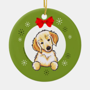 Ornement En Céramique Golden Retriever Puppy First Christmas Classic