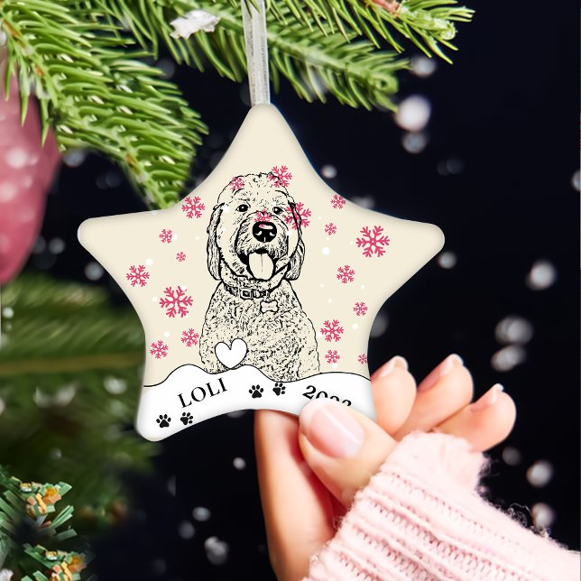 Ornement En Céramique Goldendoodle Chien Dessin Personnalisé À La Main (Créateur téléchargé)
