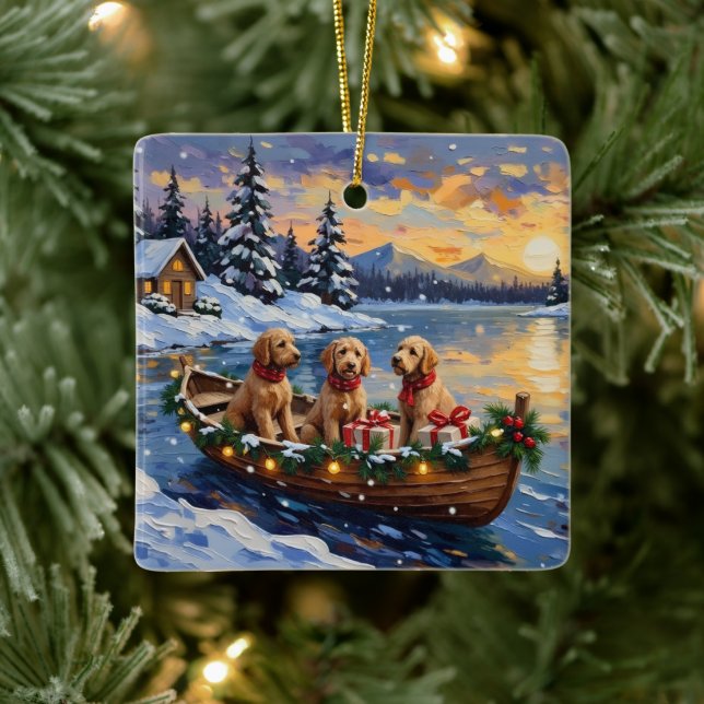 Ornement En Céramique Goldendoodle Christmas Boat Holiday (Arbre)