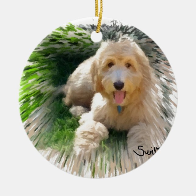 Ornement En Céramique Goldendoodle Labradoodle (Devant)