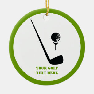 Ornement En Céramique Golf club and ball black, green custom