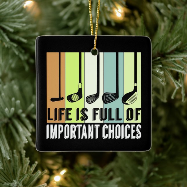 Ornement En Céramique Golf Funny Life Choices Clubs (Arbre)