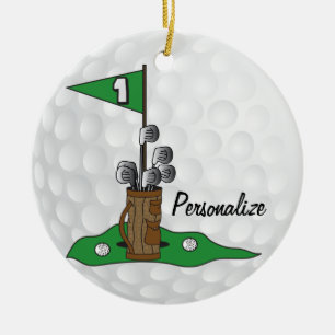 Ornement En Céramique Golf 🏌️ ‍ ♀️ sur le vert   Personnalise