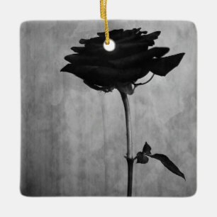 Ornement En Céramique Gothic Black Rose