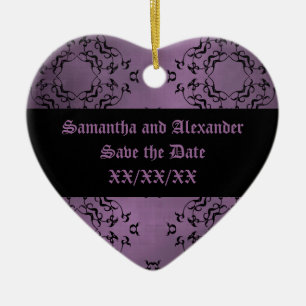 Ornement En Céramique Gothique sale violet damassé décontracté Enregistr