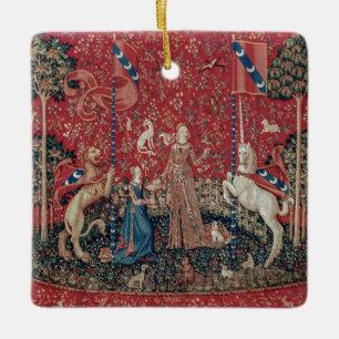 Ornement En Céramique Goût de tapisserie médiévale Lady and Unicorn