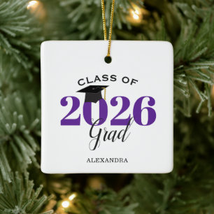 Ornement En Céramique Graduate Class of 2025 Modern Purple