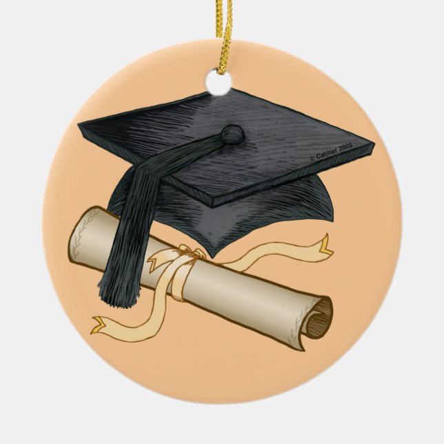 Ornement En Céramique Graduation Cap Diploma (Devant)