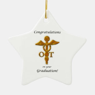 Ornement En Céramique Graduation d'ergothérapie Antique Gold Look
