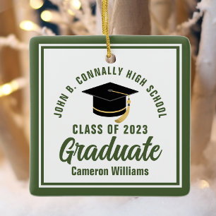 Ornement En Céramique Gradué de l'Armée verte Diplômé militaire Noël