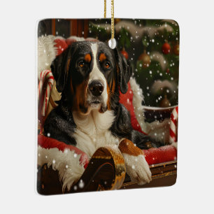 Ornement En Céramique Grand Bouvier Suisse de Noël Festif