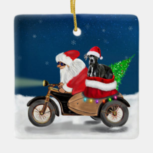 Ornement En Céramique Grand chien Dane Noël Père Noël  