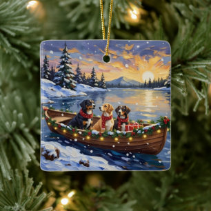 Ornement En Céramique Grand chien de montagne suisse Noël Bateau Fêtes