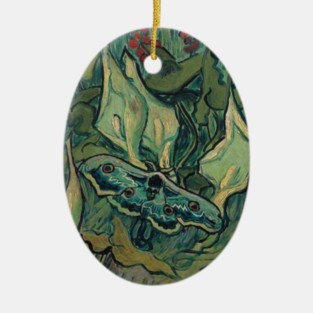 Ornement En Céramique Grand Empereur Peacock Moth Van Gogh Art (Devant)