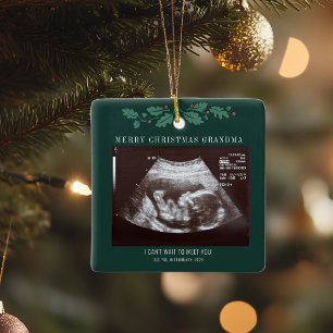 Ornement En Céramique Grand-mère Joyeux Noël Grossesse bébé Ultrasound