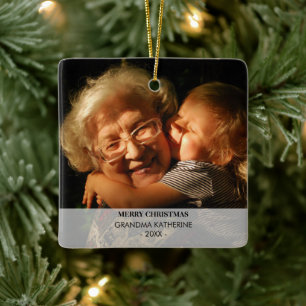 Ornement En Céramique Grand-mère Nana Grandkids Noël Photo