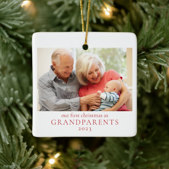 Ornement En Céramique Grand-parents Noël Nouveau bébé photo (Arbre)