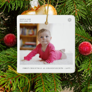 Ornement En Céramique Grand-parents première photo bébé de Noël